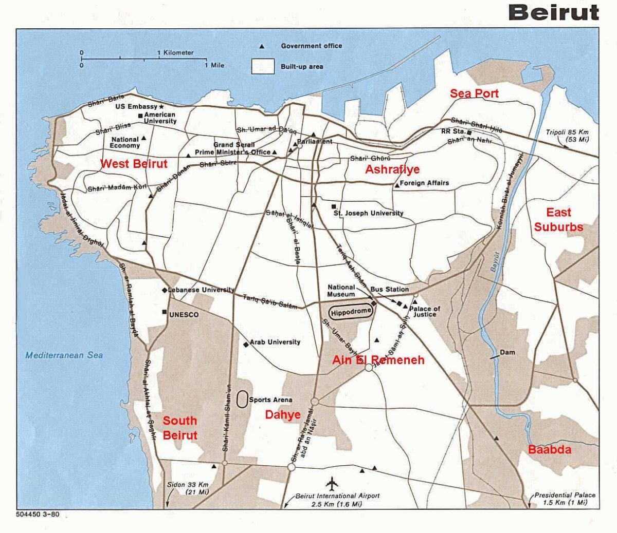 картата на Бейрут, Ливан