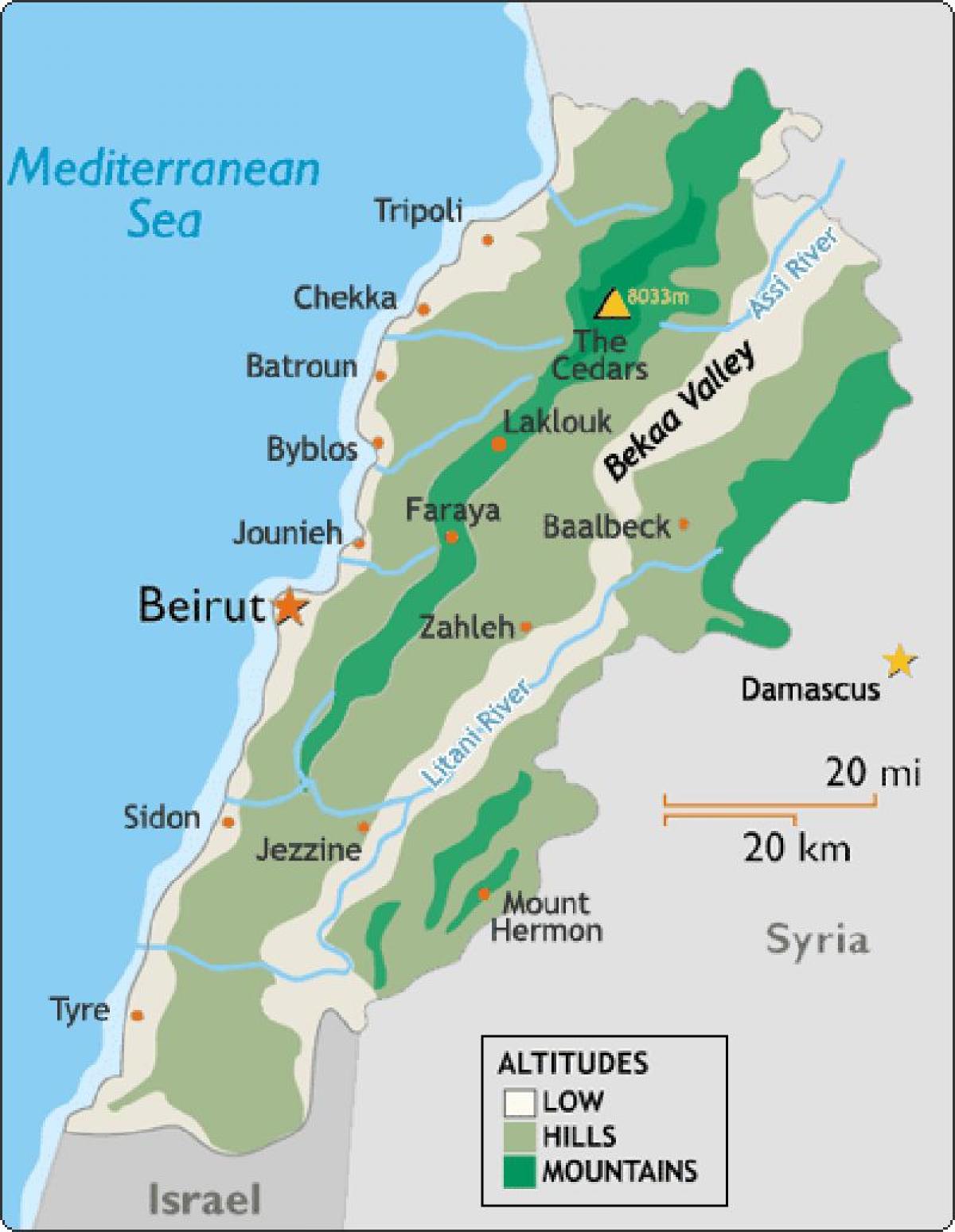 карта на Ливан климата