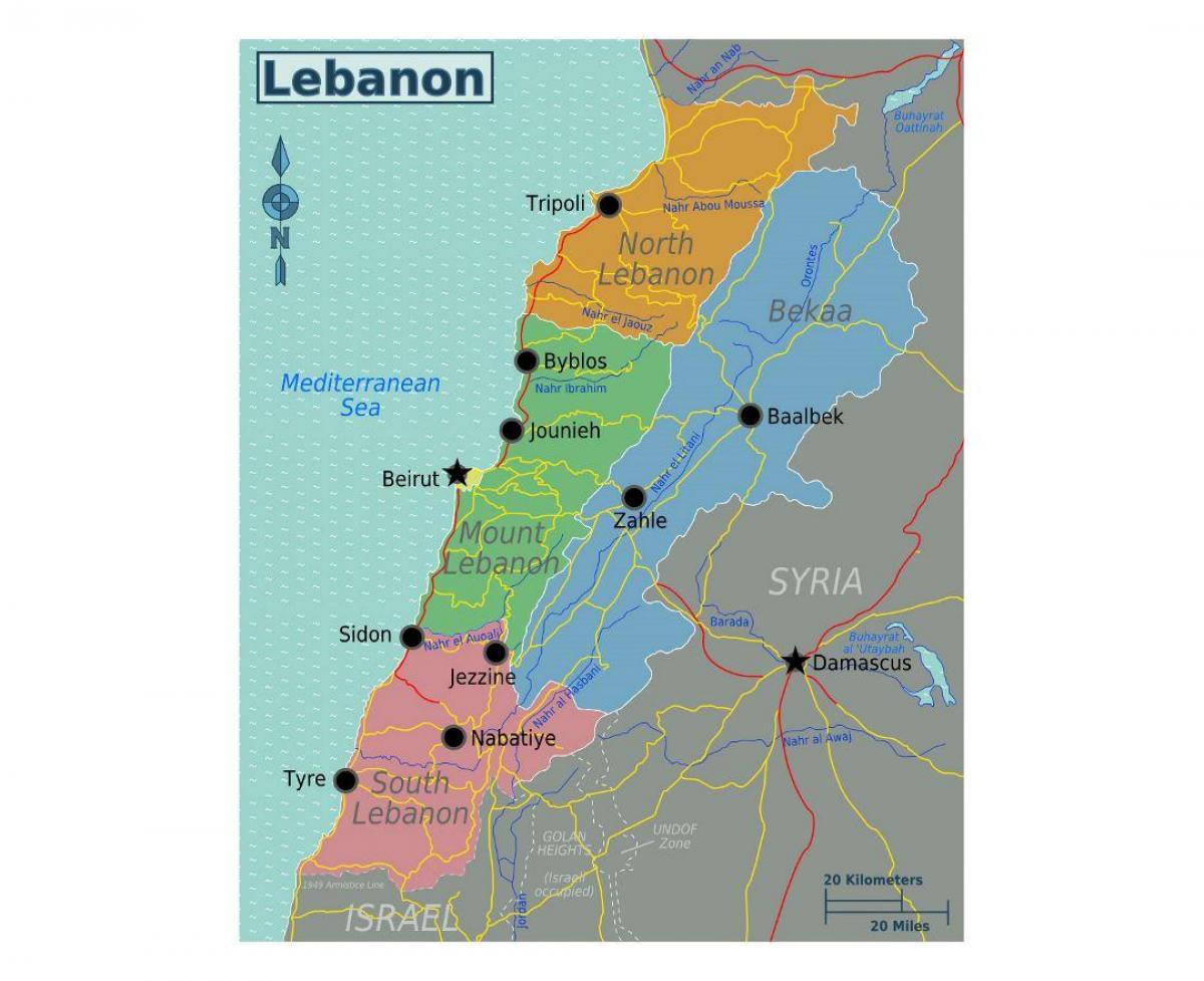 карта на Ливан турист