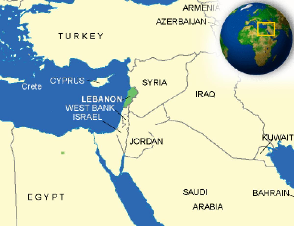 На картата на Ливан