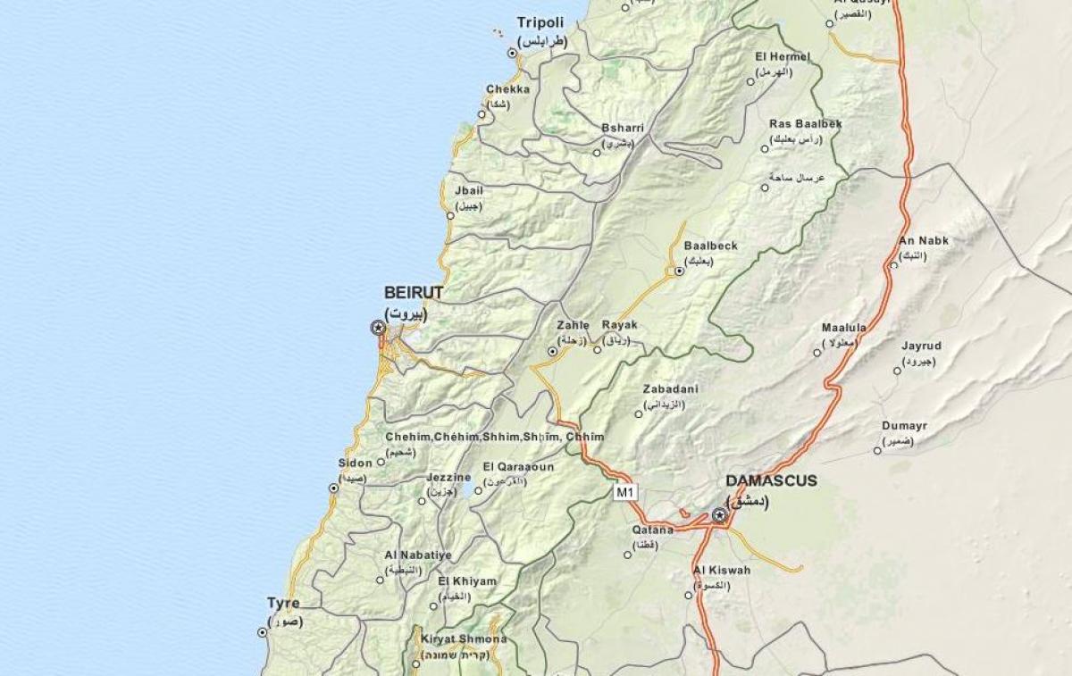 карта на GPS картата на Ливан